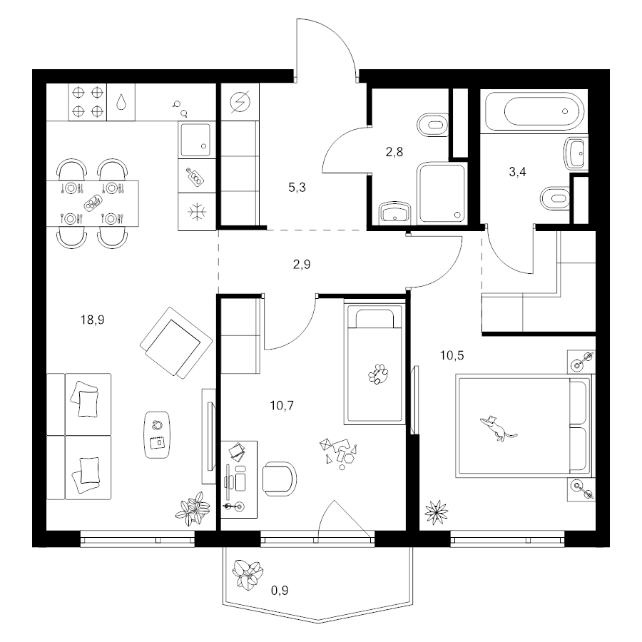 3 ккв (Евро) 58,3 м²