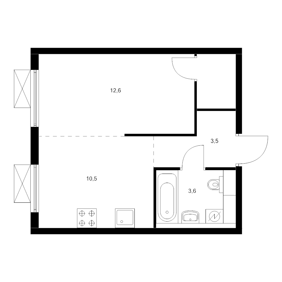 Студия 31,8 м²