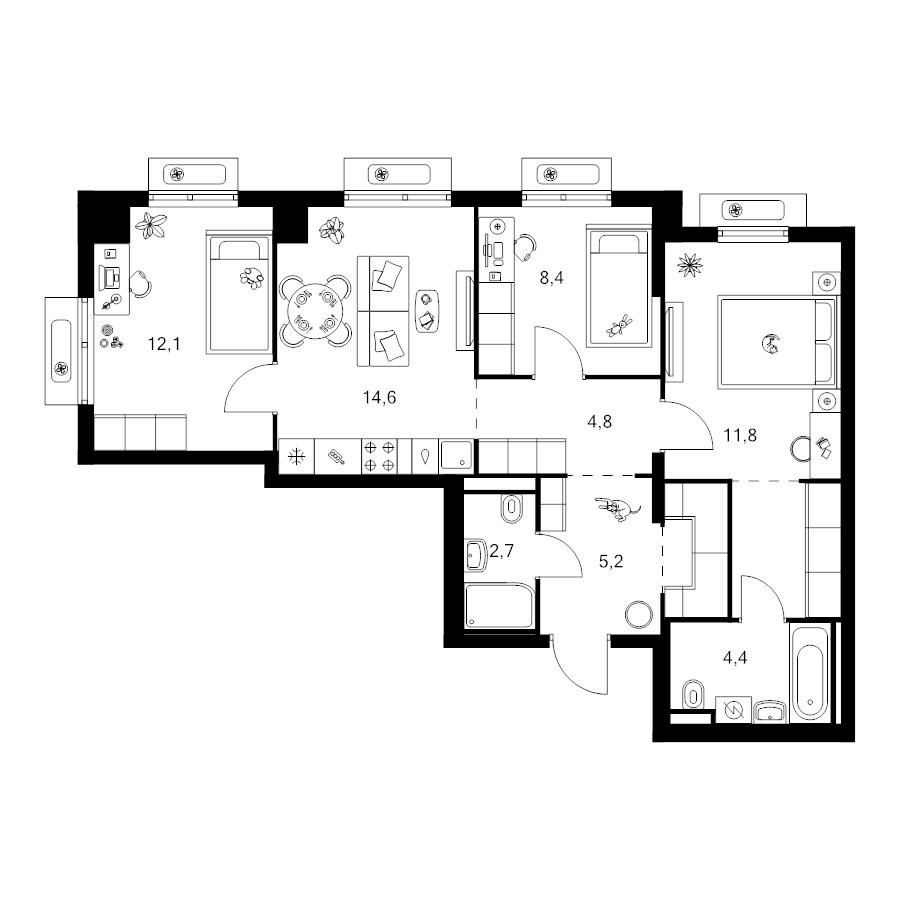 3 ккв 70,6 м²