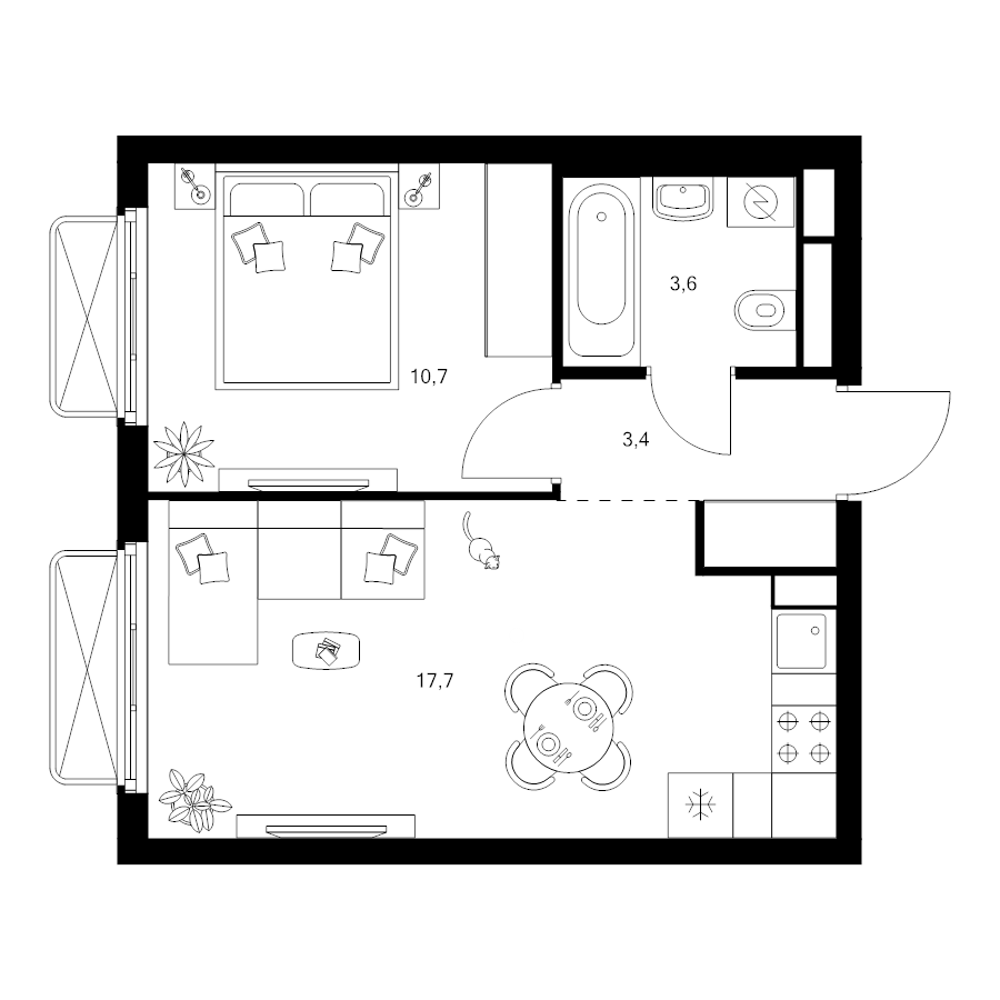 2 ккв (Евро) 35,4 м²