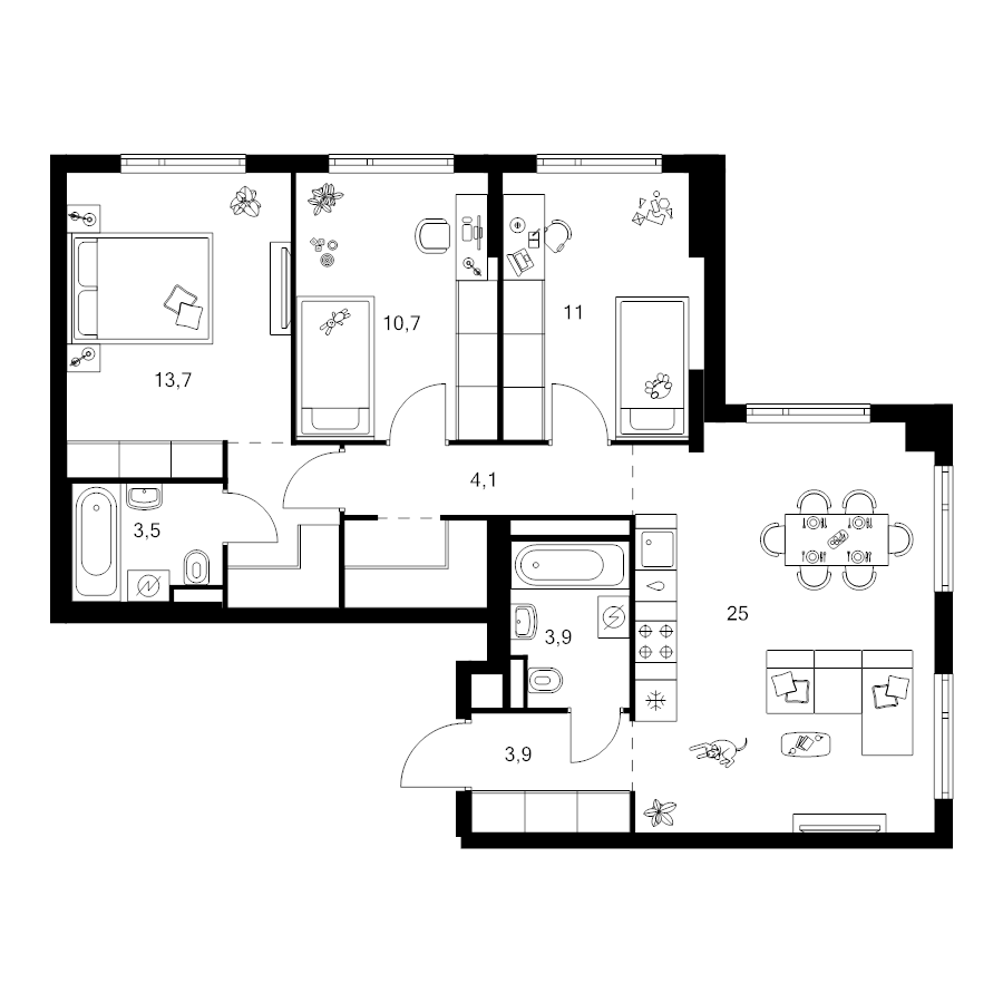 4 ккв (Евро) 82,2 м²