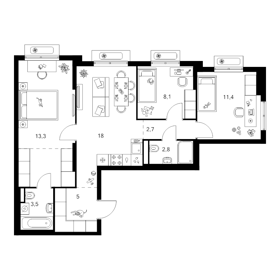 4 ккв (Евро) 70,6 м²
