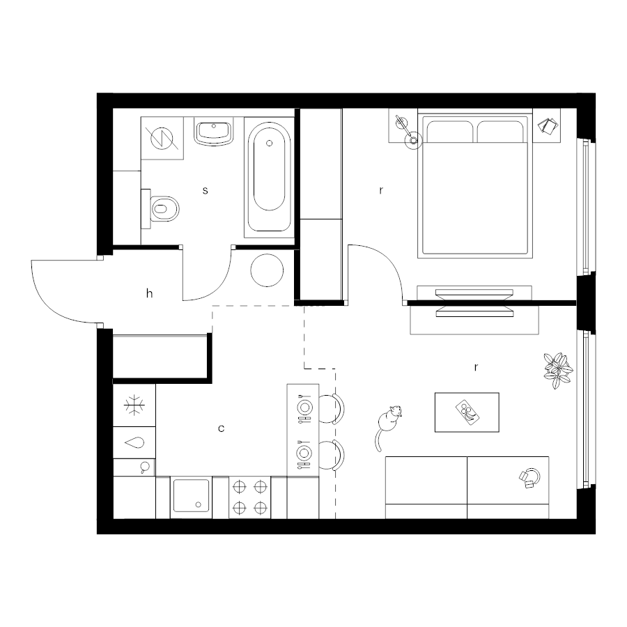 2 ккв (Евро) 36,9 м²