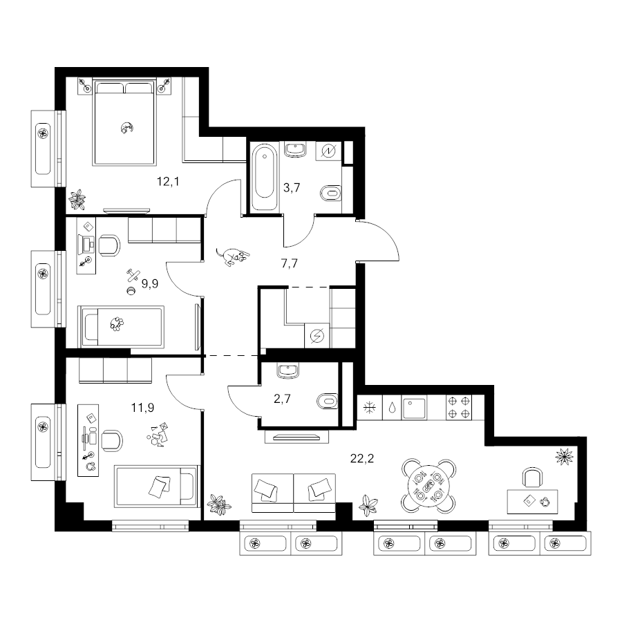 4 ккв (Евро) 73,5 м²