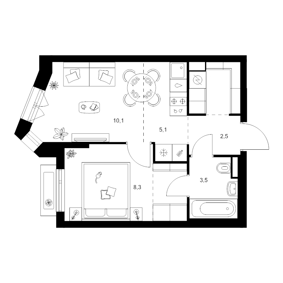 2 ккв (Евро) 35,1 м²
