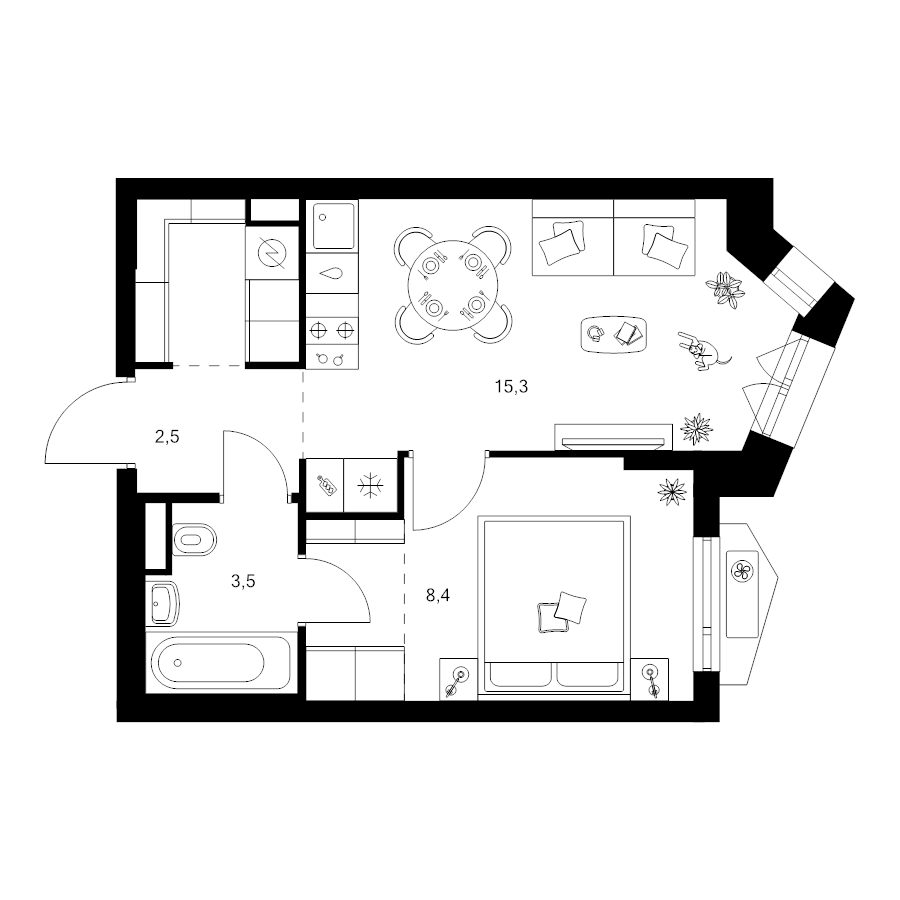 2 ккв (Евро) 35,2 м²