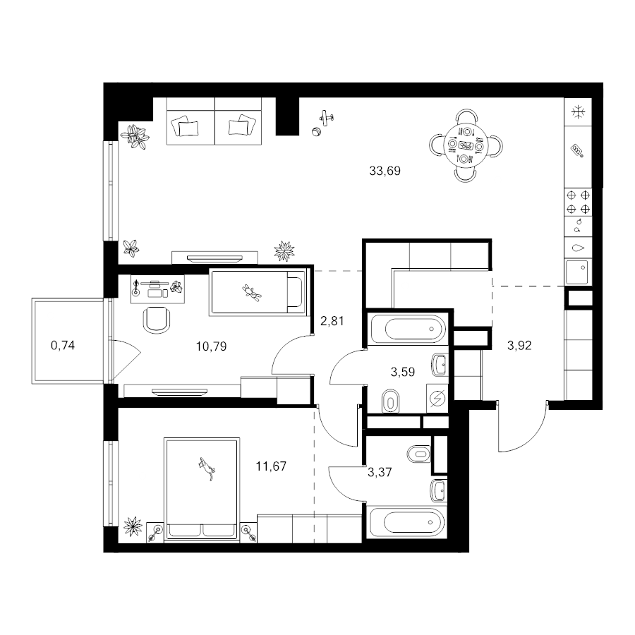 3 ккв (Евро) 79,1 м²