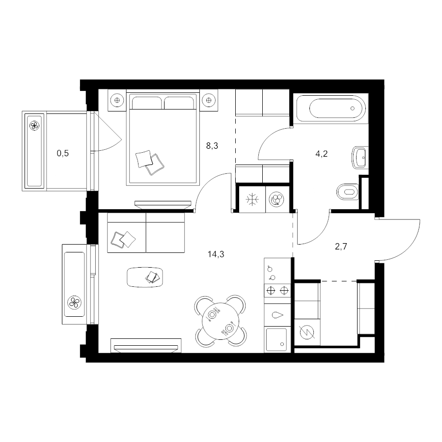 1 ккв 35,1 м²