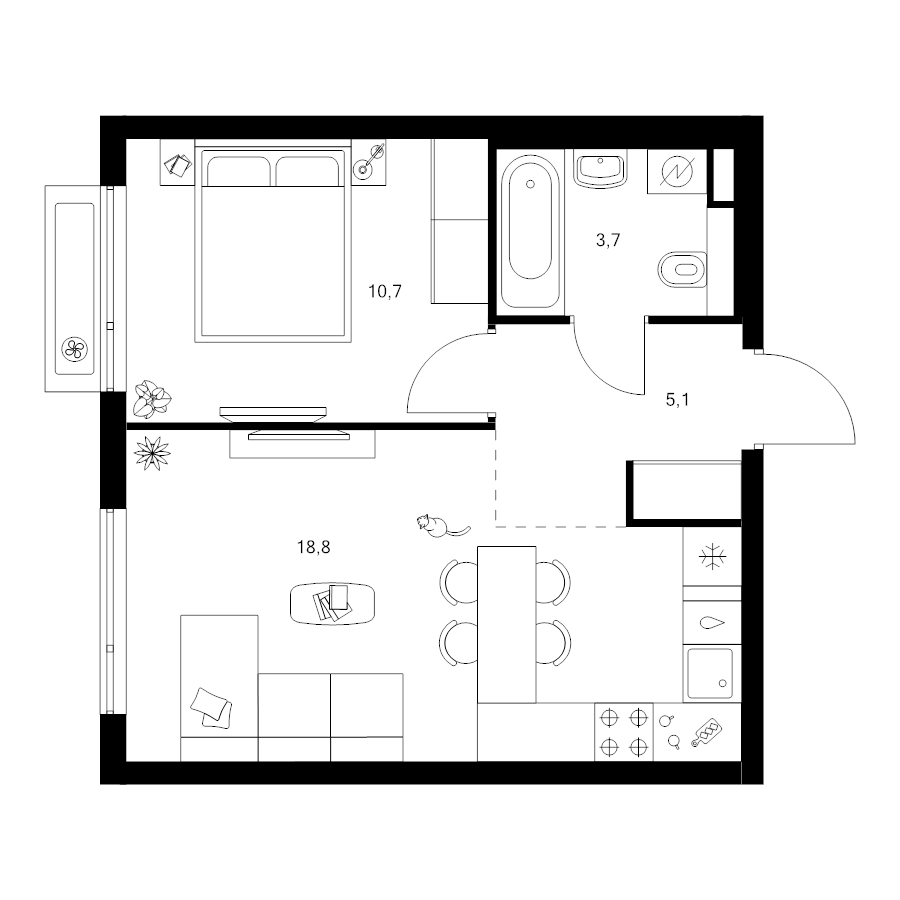 2 ккв (Евро) 38,3 м²