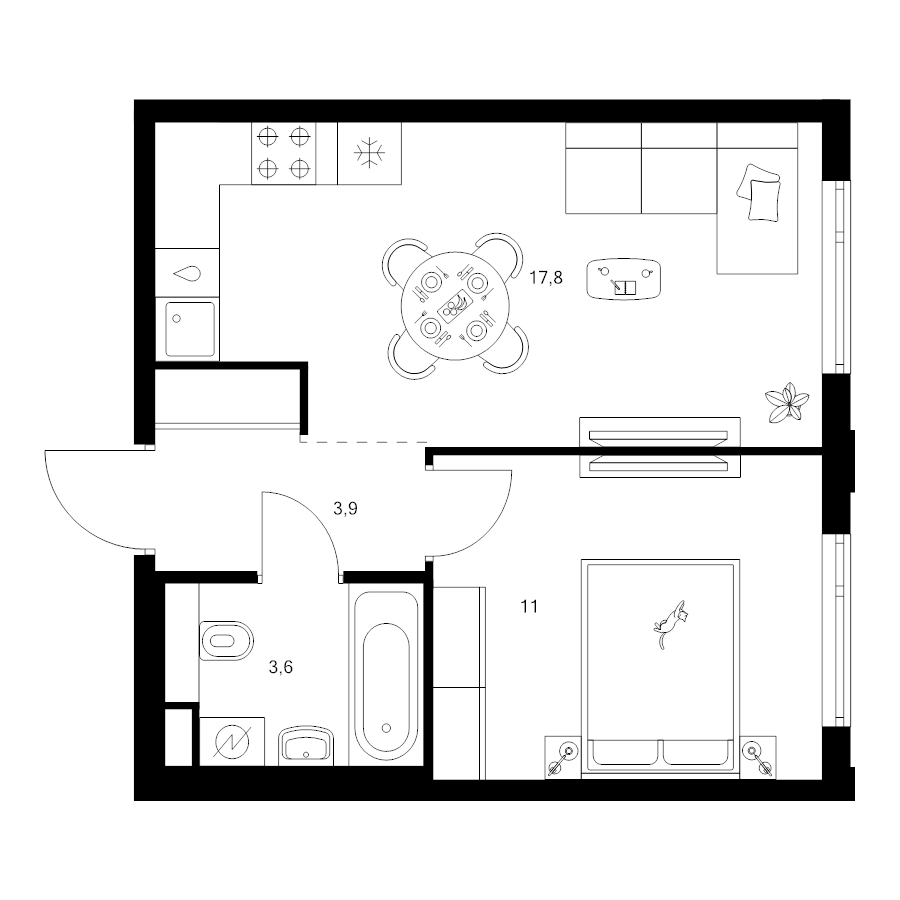 2 ккв (Евро) 36,3 м²