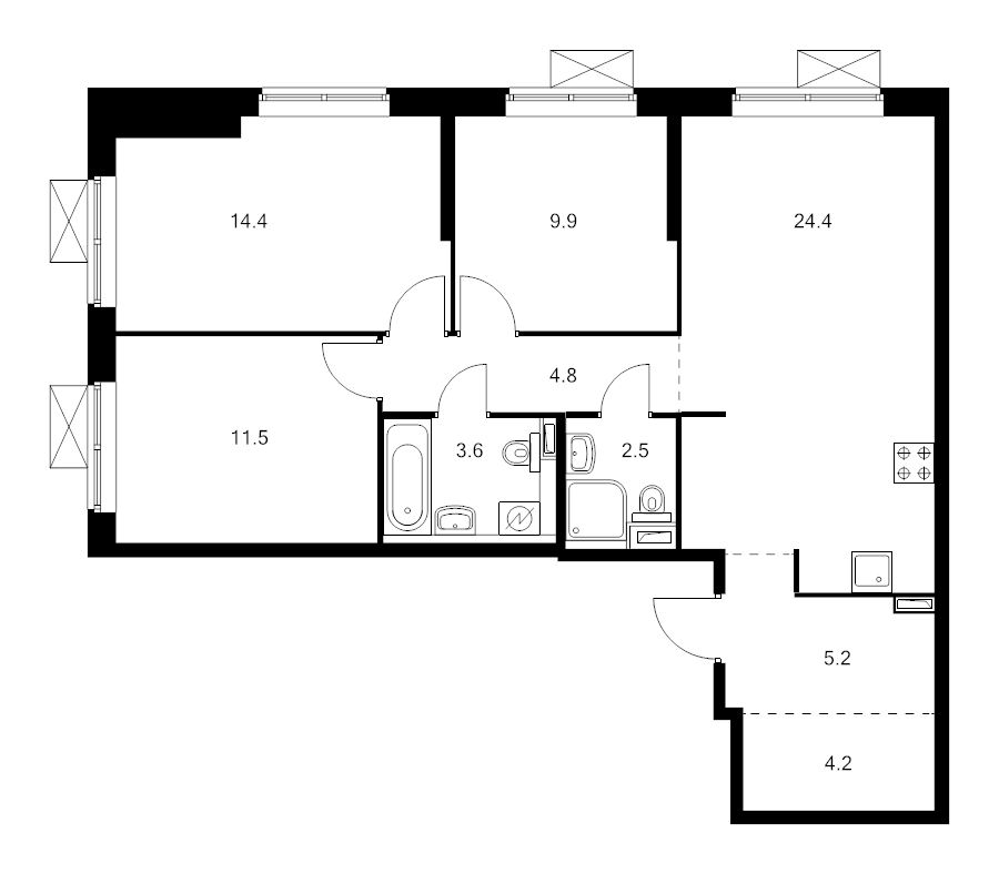 4 ккв (Евро) 79,6 м²