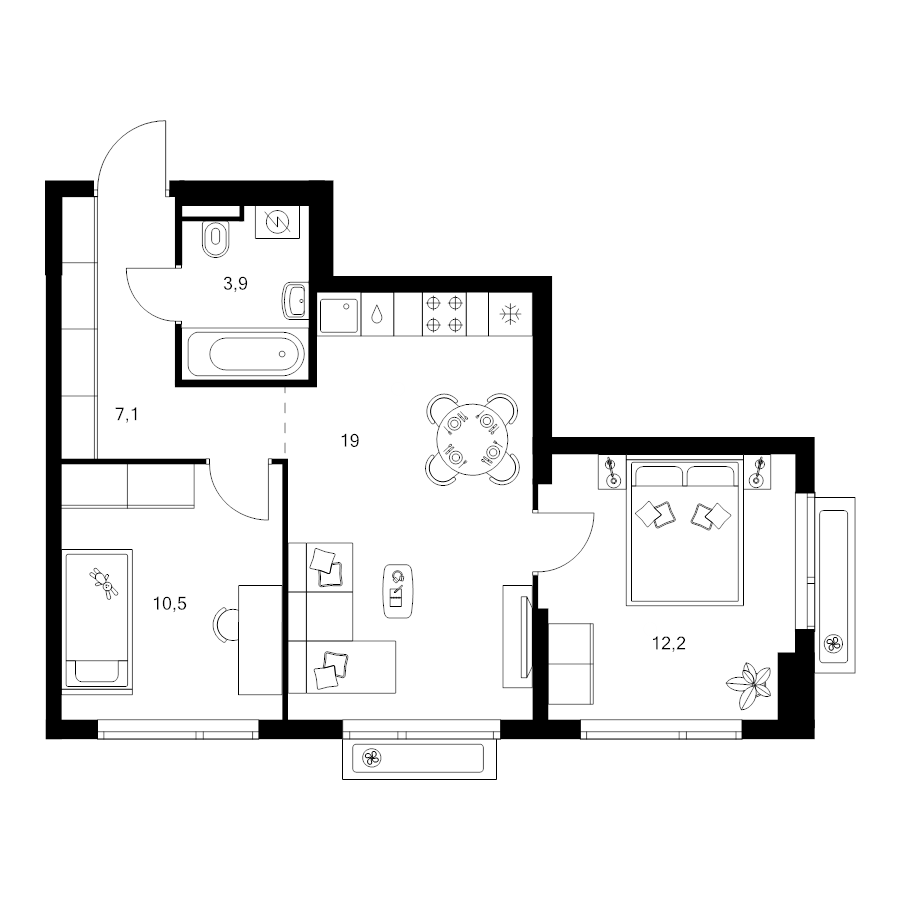 3 ккв (Евро) 52,7 м²