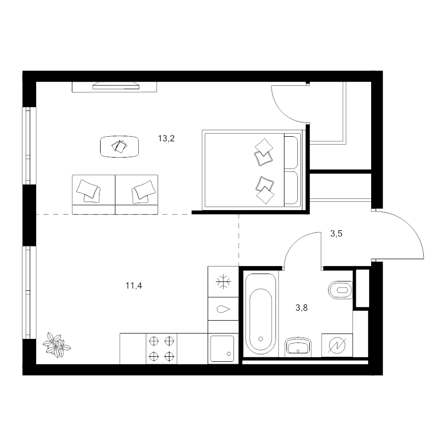 1 ккв 33,9 м²