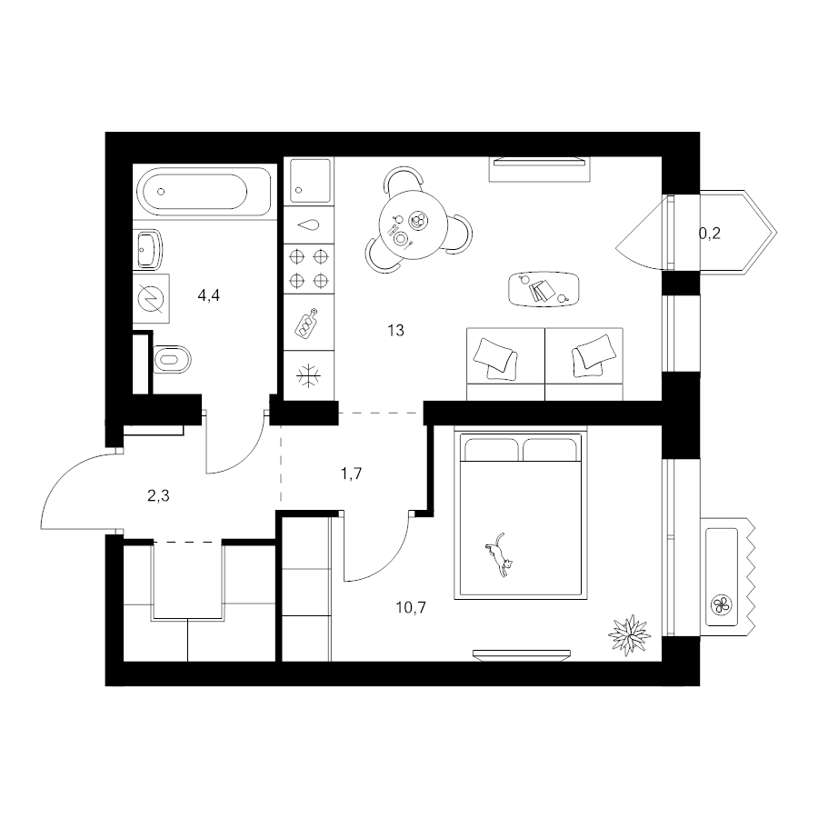 1 ккв 34,8 м²