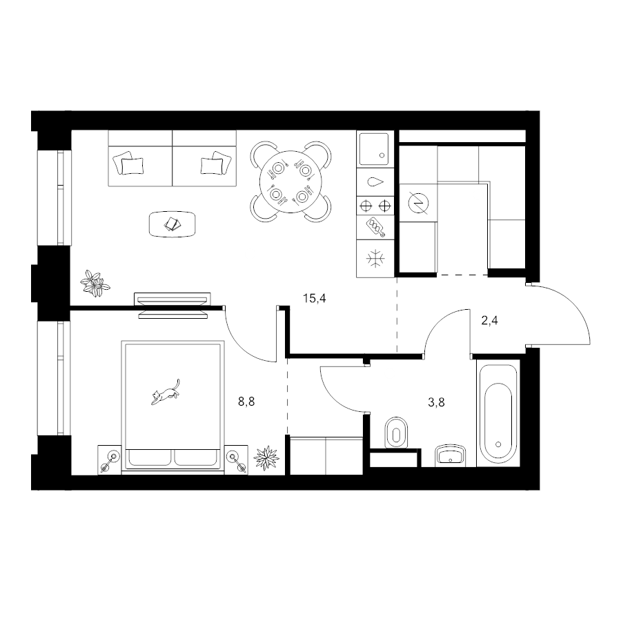 2 ккв (Евро) 37 м²