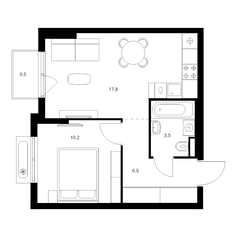 2 ккв (Евро) 38,5 м²