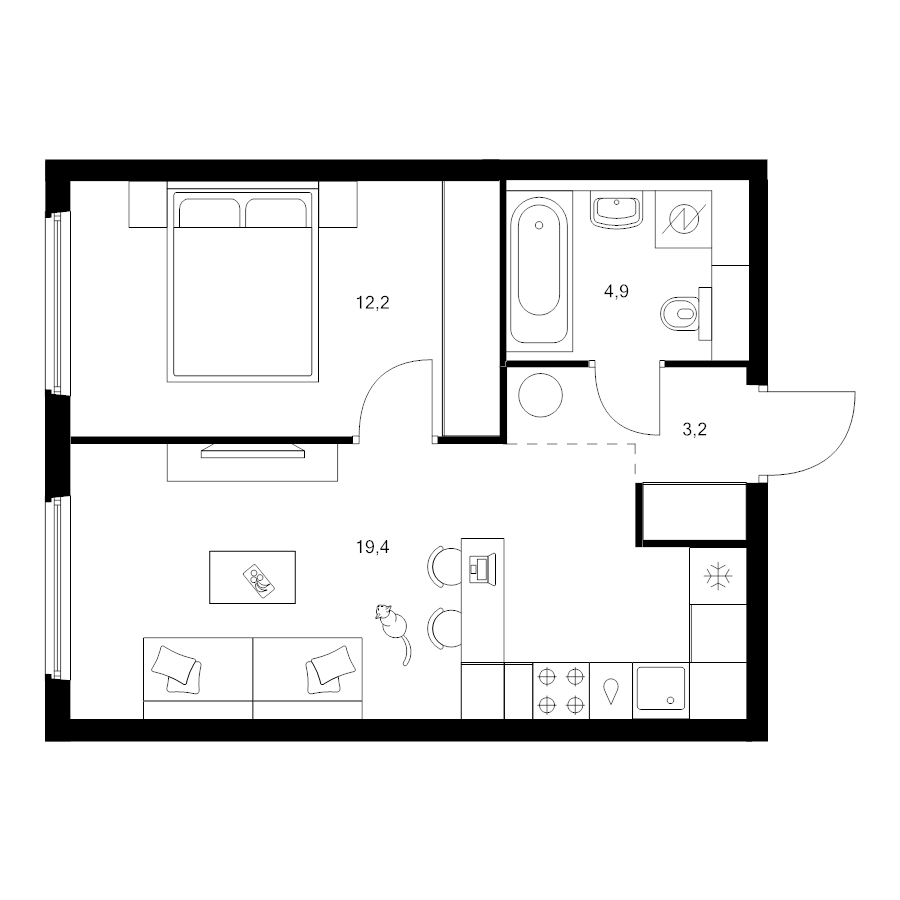 2 ккв (Евро) 39,7 м²