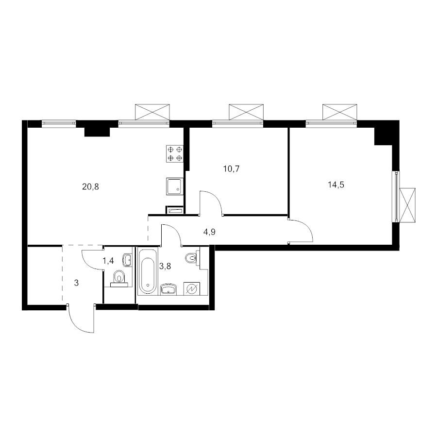 3 ккв (Евро) 59,4 м²