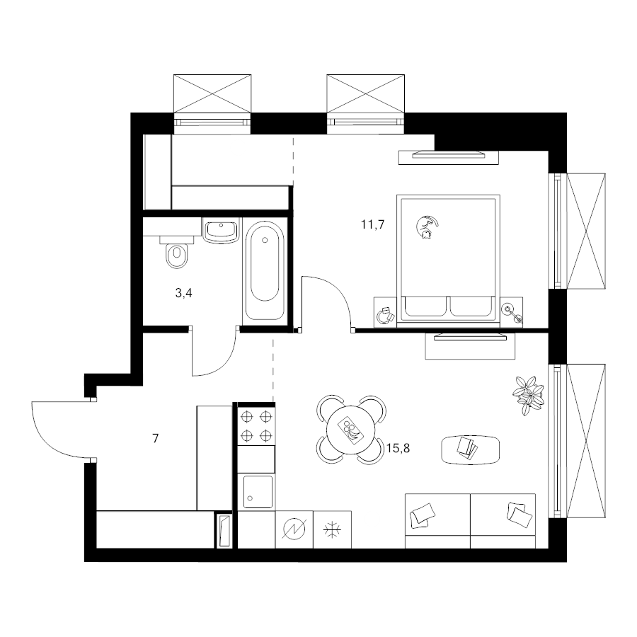 2 ккв (Евро) 40,6 м²