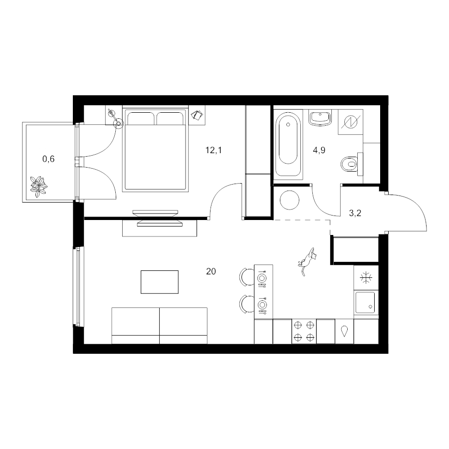 2 ккв (Евро) 40,8 м²
