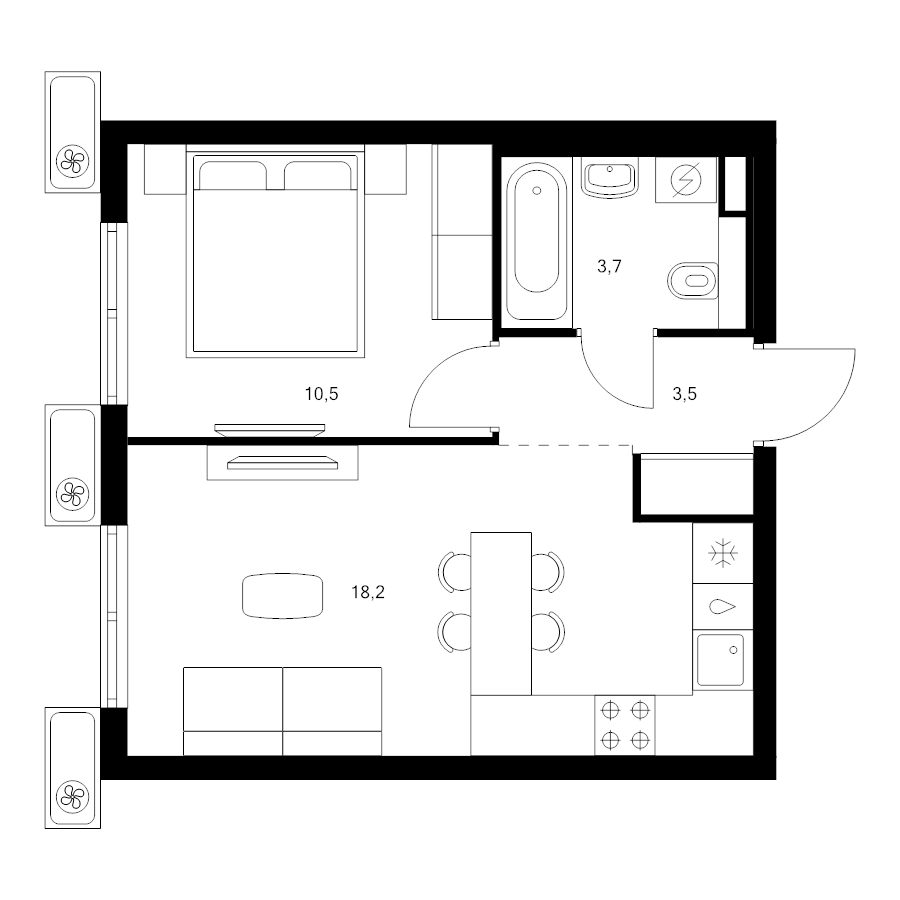 2 ккв (Евро) 35,9 м²