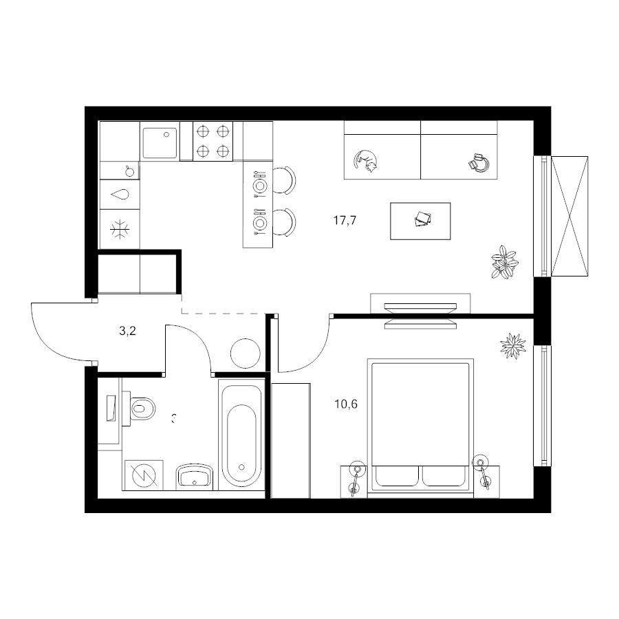 2 ккв (Евро) 35,2 м²