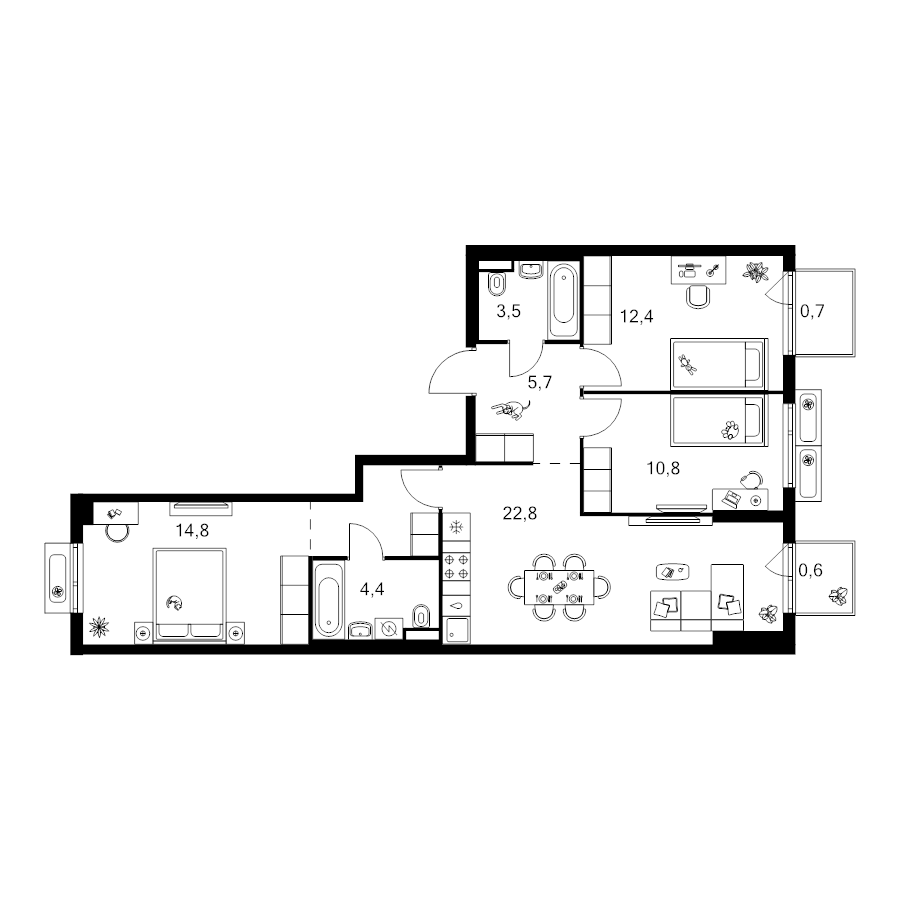4 ккв (Евро) 80,6 м²