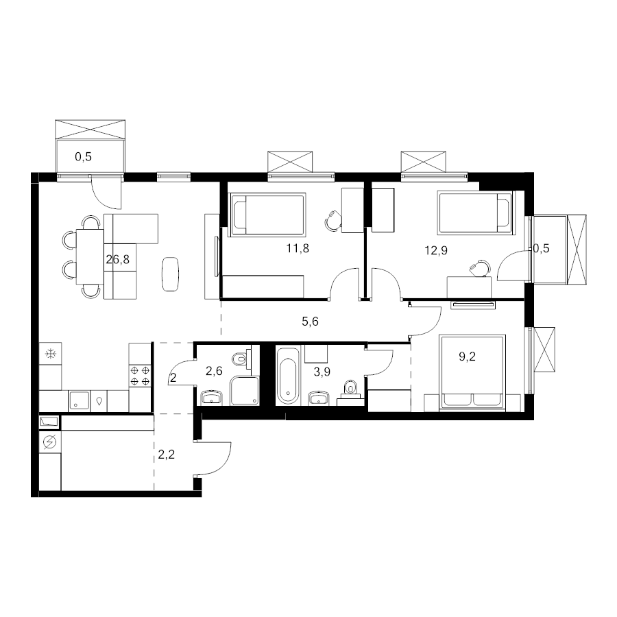 4 ккв (Евро) 86,1 м²