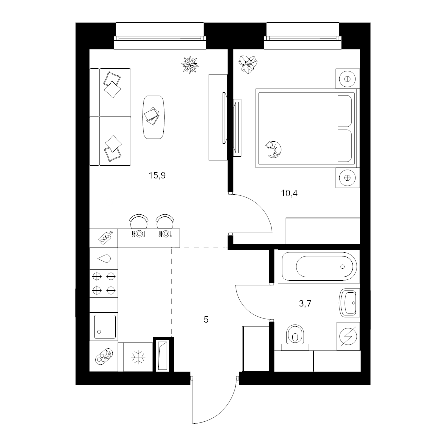 2 ккв (Евро) 35 м²