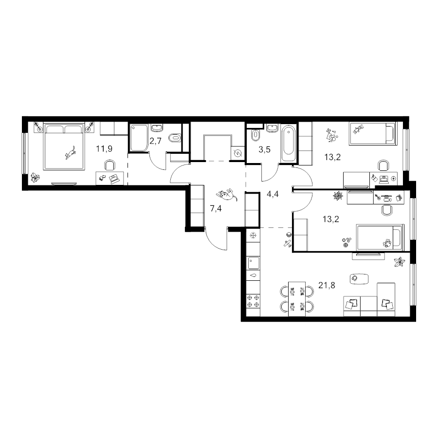 4 ккв (Евро) 85,6 м²