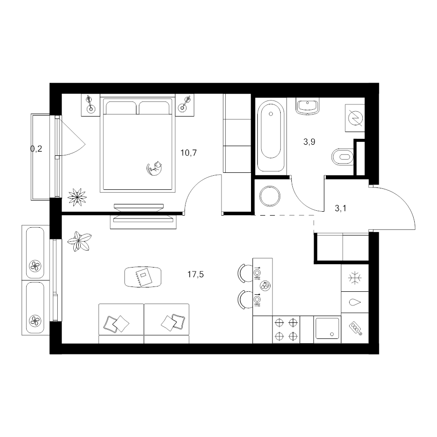 2 ккв (Евро) 35,4 м²