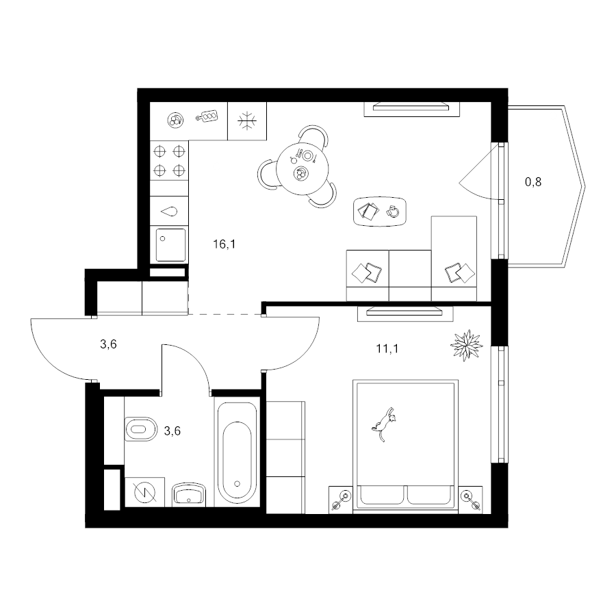 2 ккв (Евро) 35,2 м²