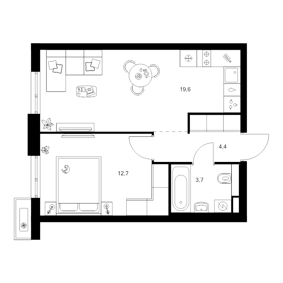 2 ккв (Евро) 40,4 м²