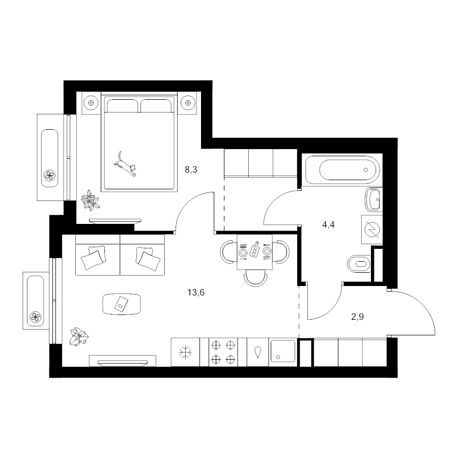 1 ккв 31,8 м²