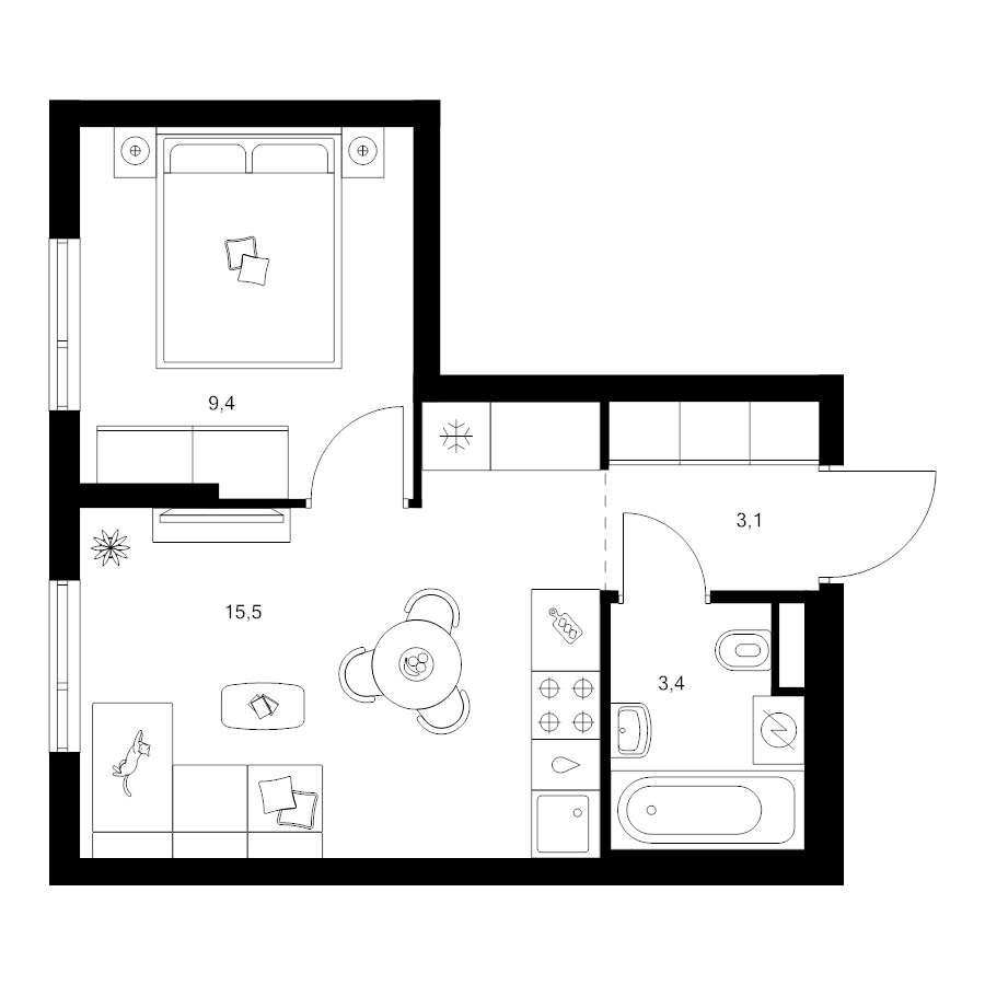 2 ккв (Евро) 31,4 м²