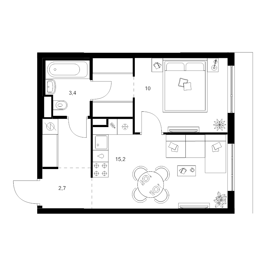 2 ккв (Евро) 38,1 м²