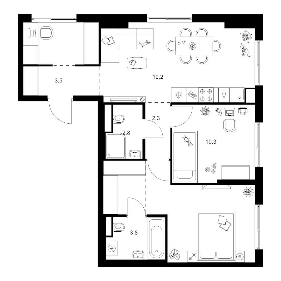 3 ккв (Евро) 63,7 м²