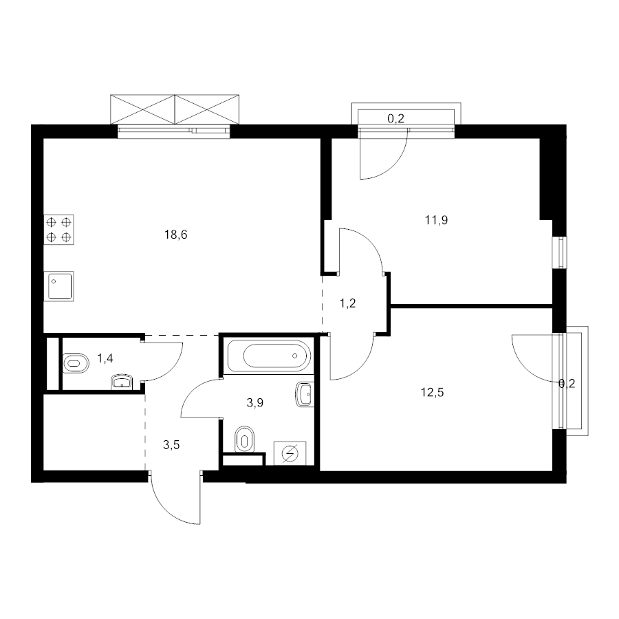 3 ккв (Евро) 56,1 м²