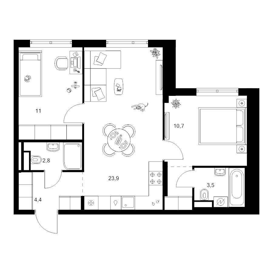 3 ккв (Евро) 58,3 м²