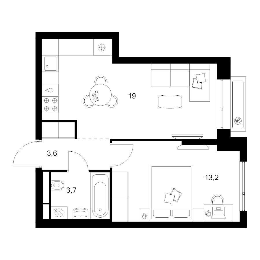 2 ккв (Евро) 39,5 м²