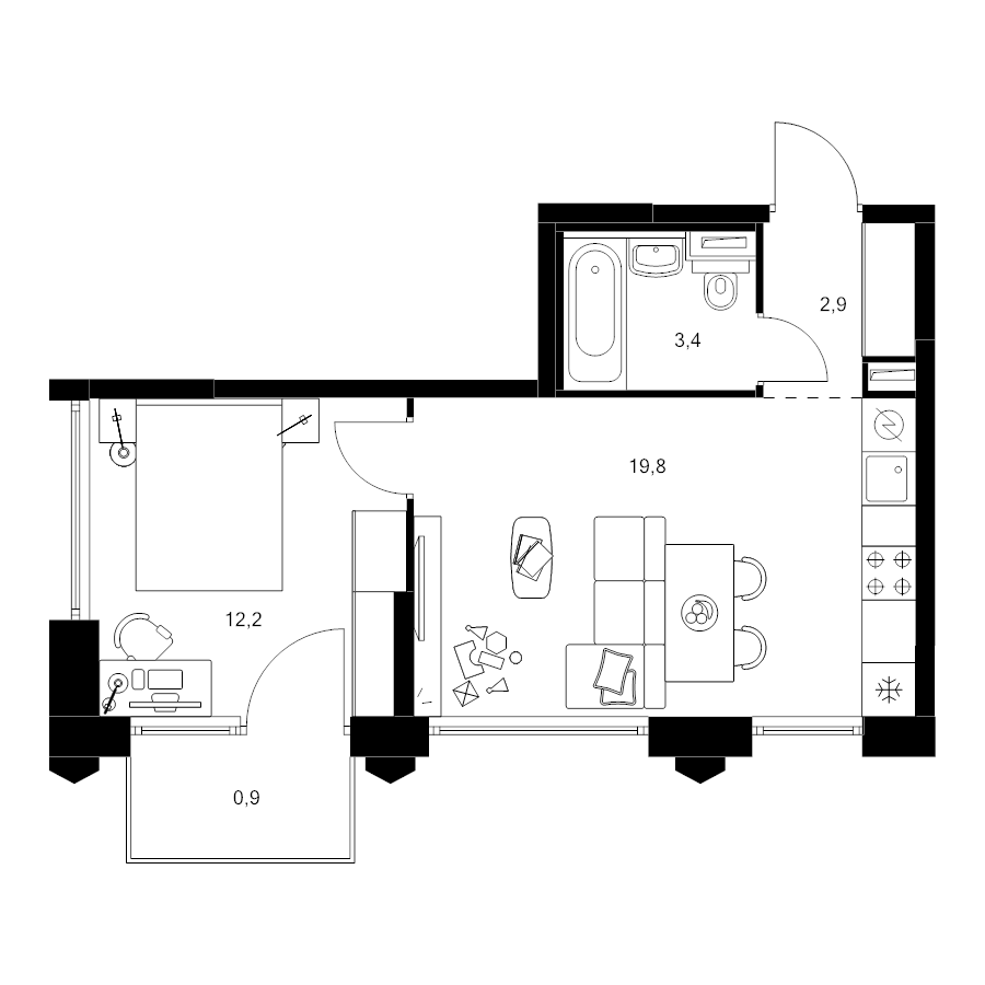 2 ккв (Евро) 39,2 м²