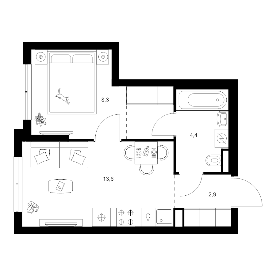 1 ккв 31,8 м²