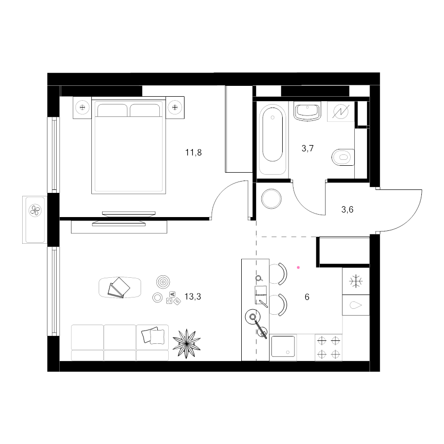 2 ккв (Евро) 38,4 м²