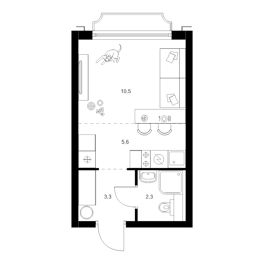 Студия 21,7 м²