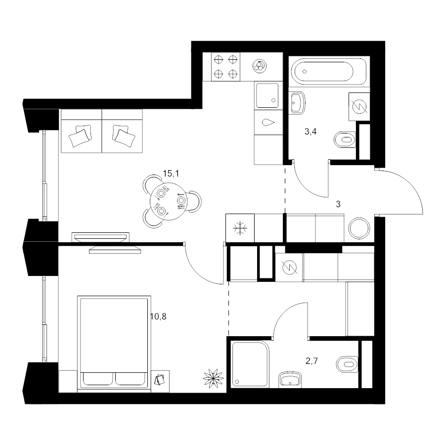 2 ккв (Евро) 40,2 м²