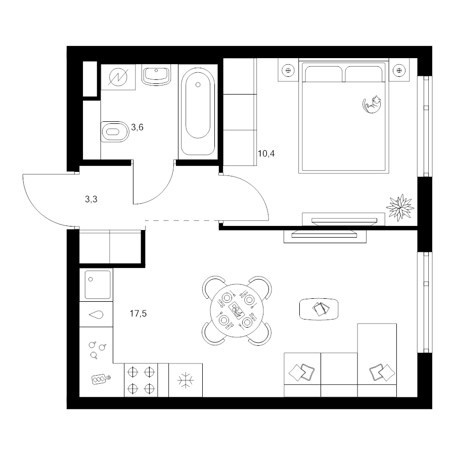 2 ккв (Евро) 34,8 м²