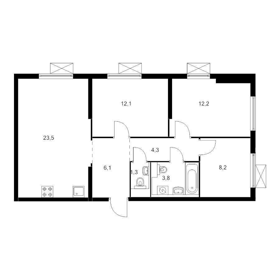 4 ккв (Евро) 69 м²