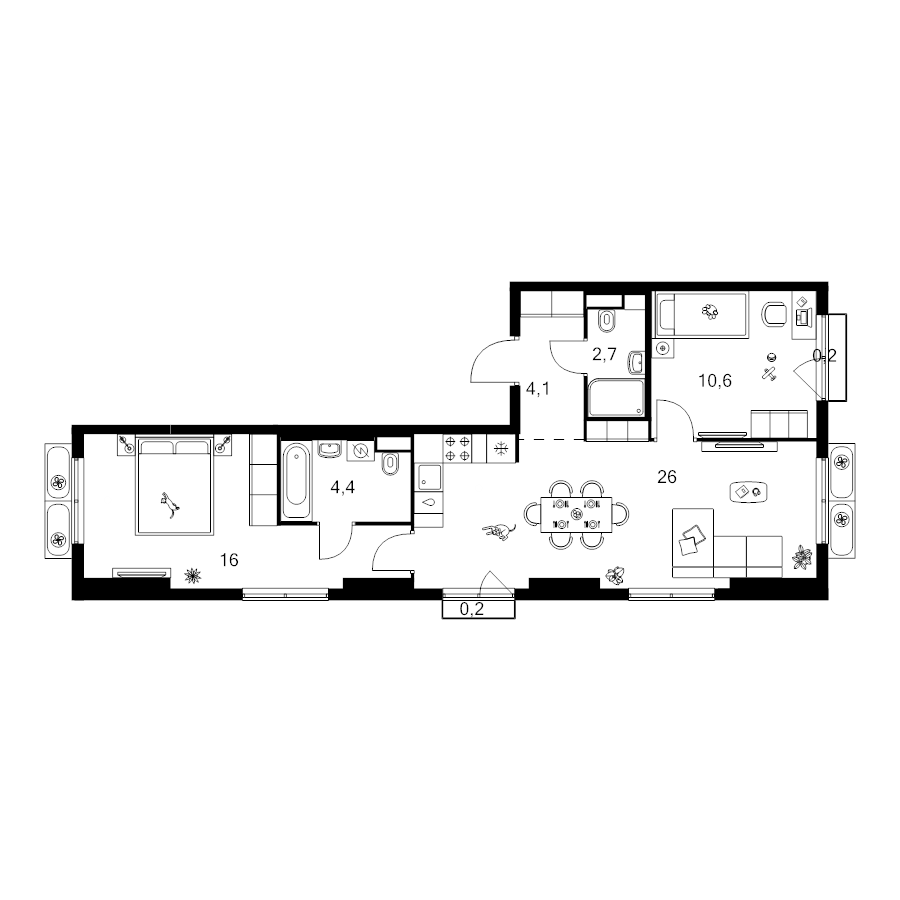 3 ккв (Евро) 64,2 м²