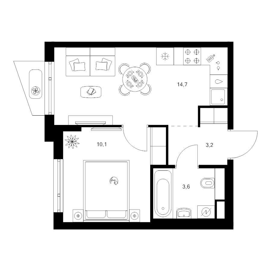1 ккв 31,6 м²