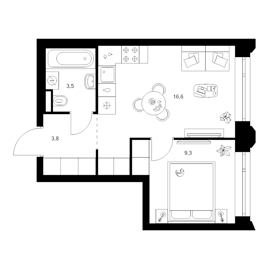2 ккв (Евро) 33,2 м²